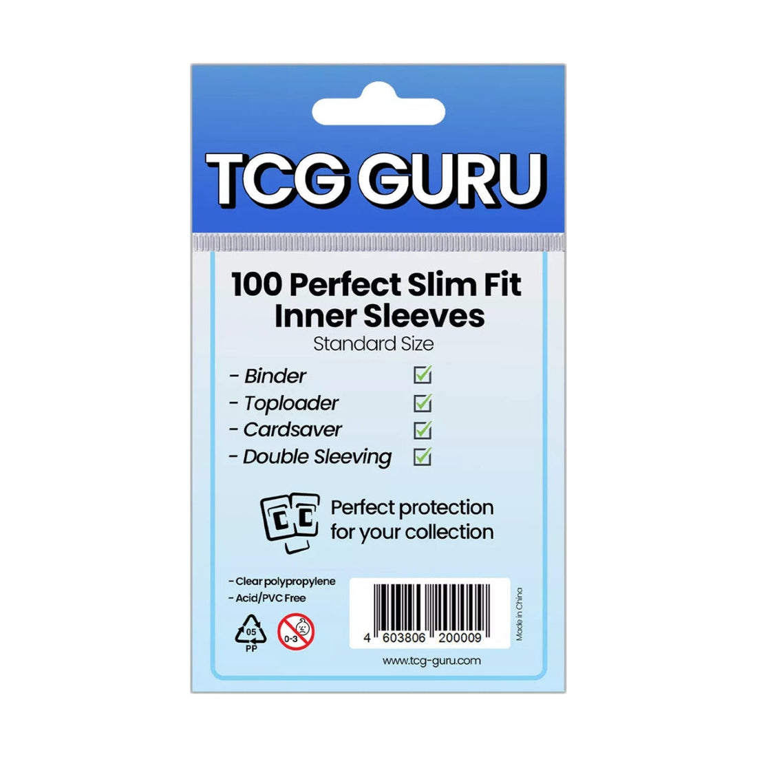 TCG GURU Perfect Slim Fit Inner Sleeves Standardgröße (100 Stück)