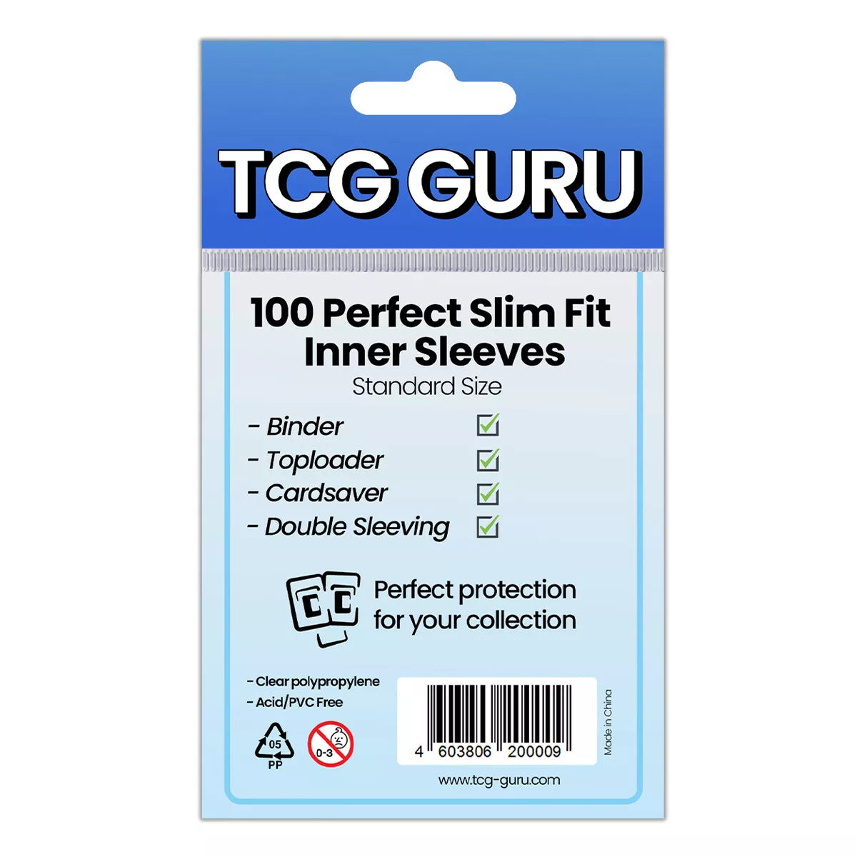 TCG GURU Perfect Slim Fit Inner Sleeves Standardgröße (100 Stück)